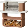 Holzkohlegrill 'Kansas' weiß, braun 110 x 101 x 65 cm