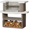 Holzkohlegrill 'Montana ' weiß/braun 110 x 101 x 65 cm