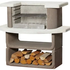 Holzkohlegrill 'Montana ' weiß/braun 110 x 101 x 65 cm