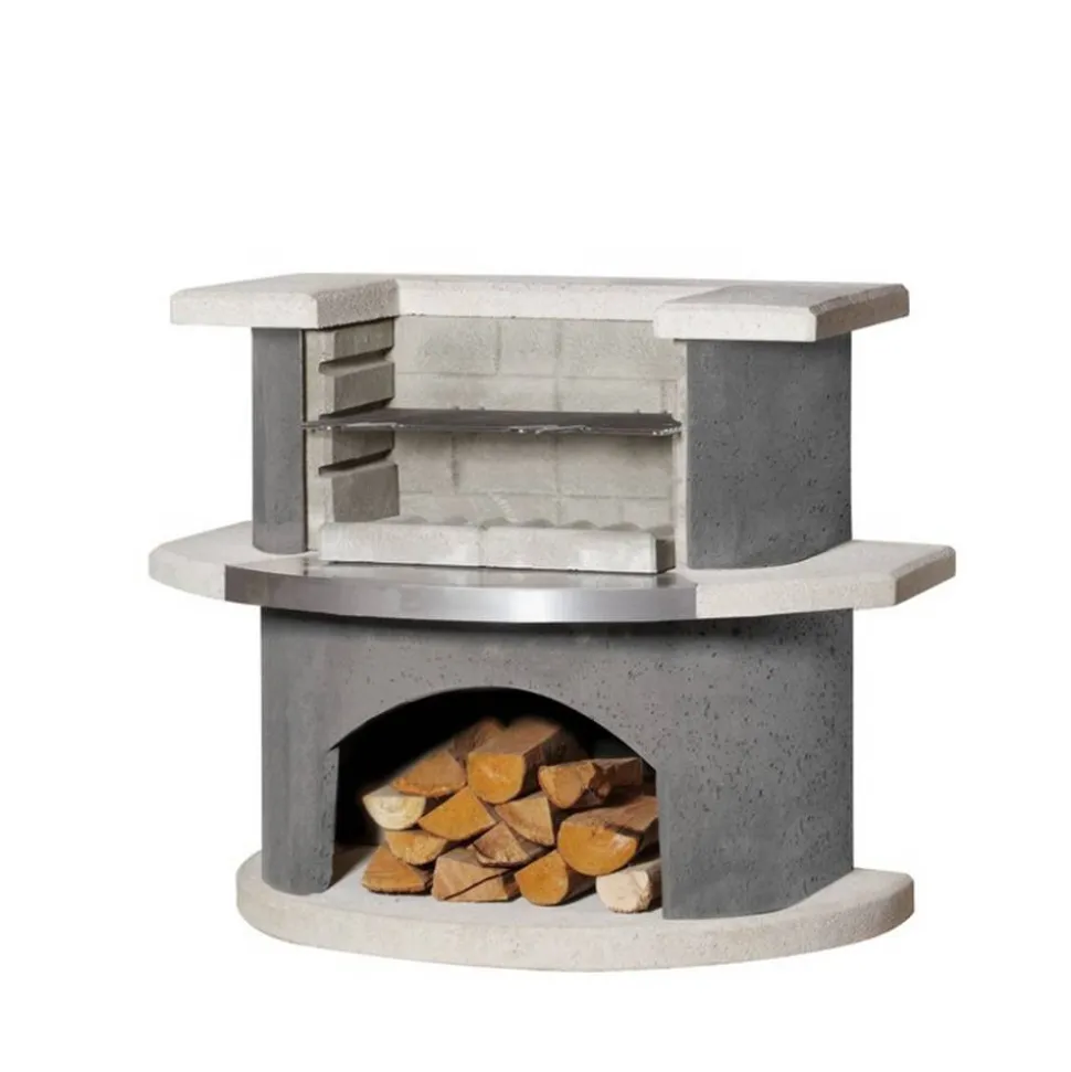 Holzkohlegrill 'Stockholm' weiß, anthrazit 65 x 110 x 93 cm