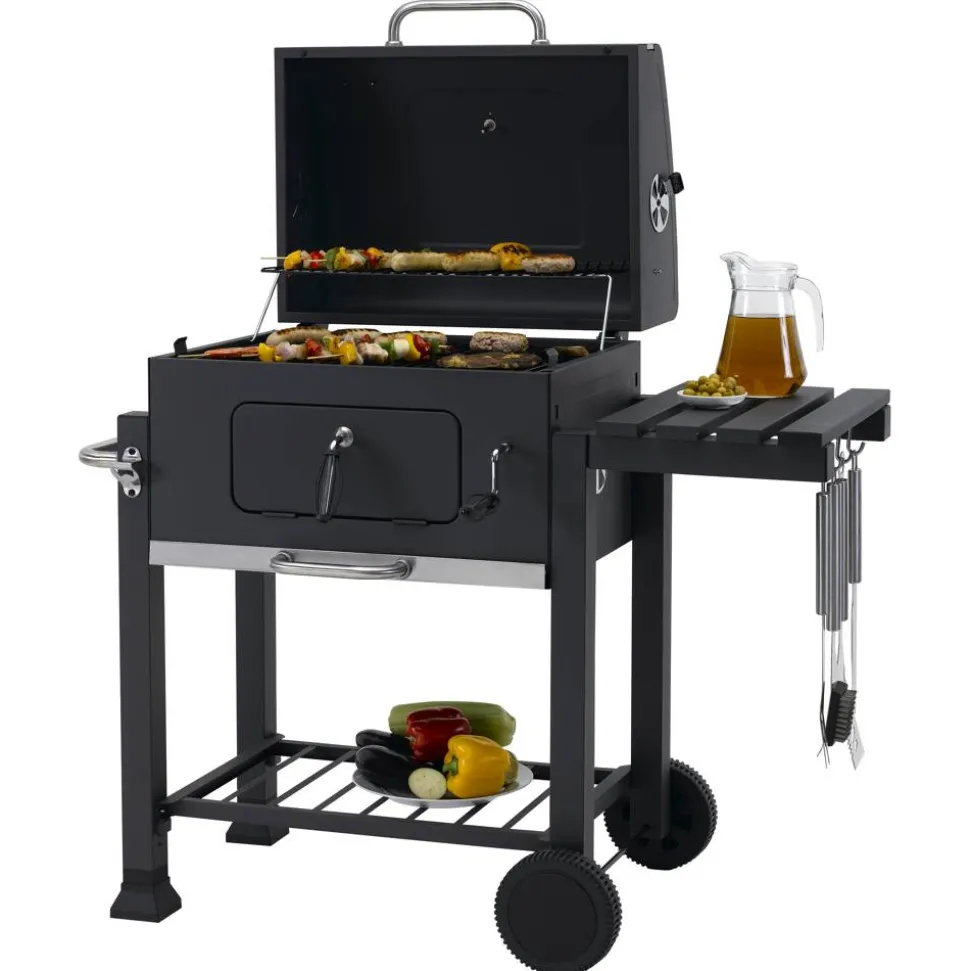 Holzkohlegrill 'Toronto Click 2019' schwarz 115 x 107 x 67 cm