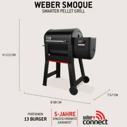 Holzpelletgrill 'Smoque' schwarz 95 x 69 x 52 cm
