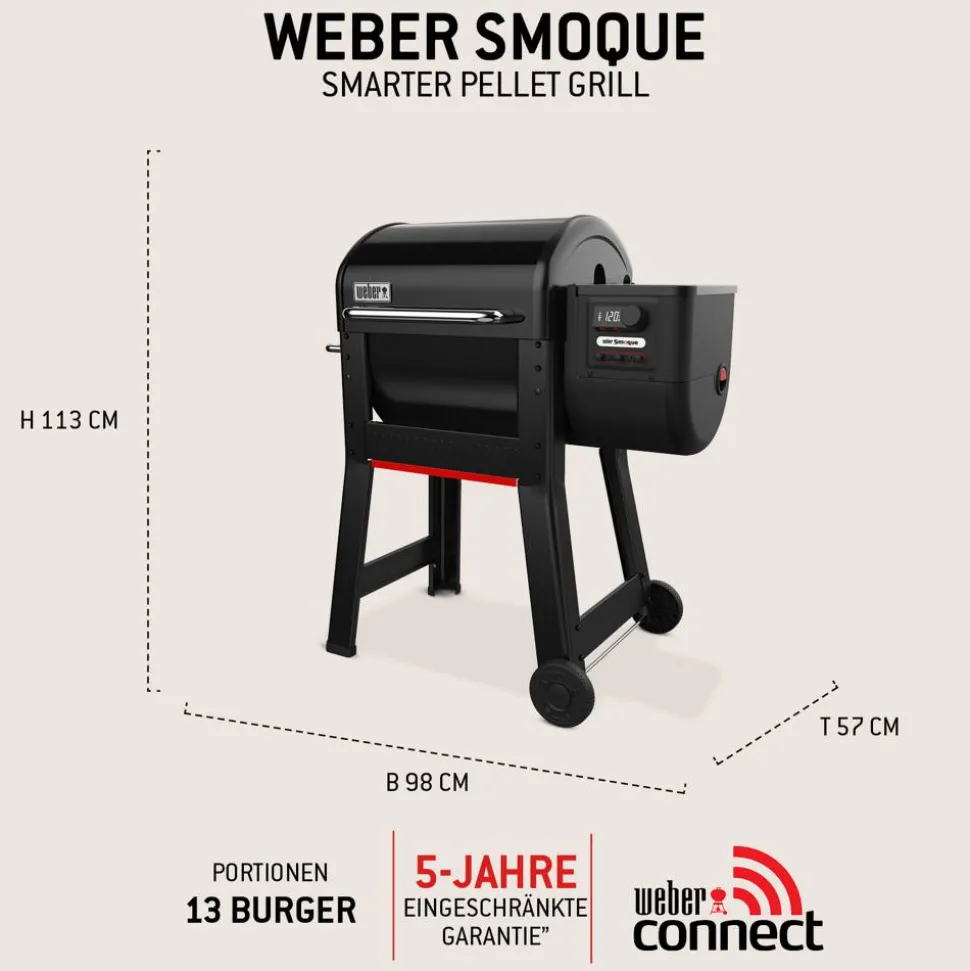 Holzpelletgrill 'Smoque' schwarz 95 x 69 x 52 cm