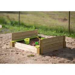 Holz-Sandkasten 'Maus' natur mit Deckel 120 x 120 x 25 cm