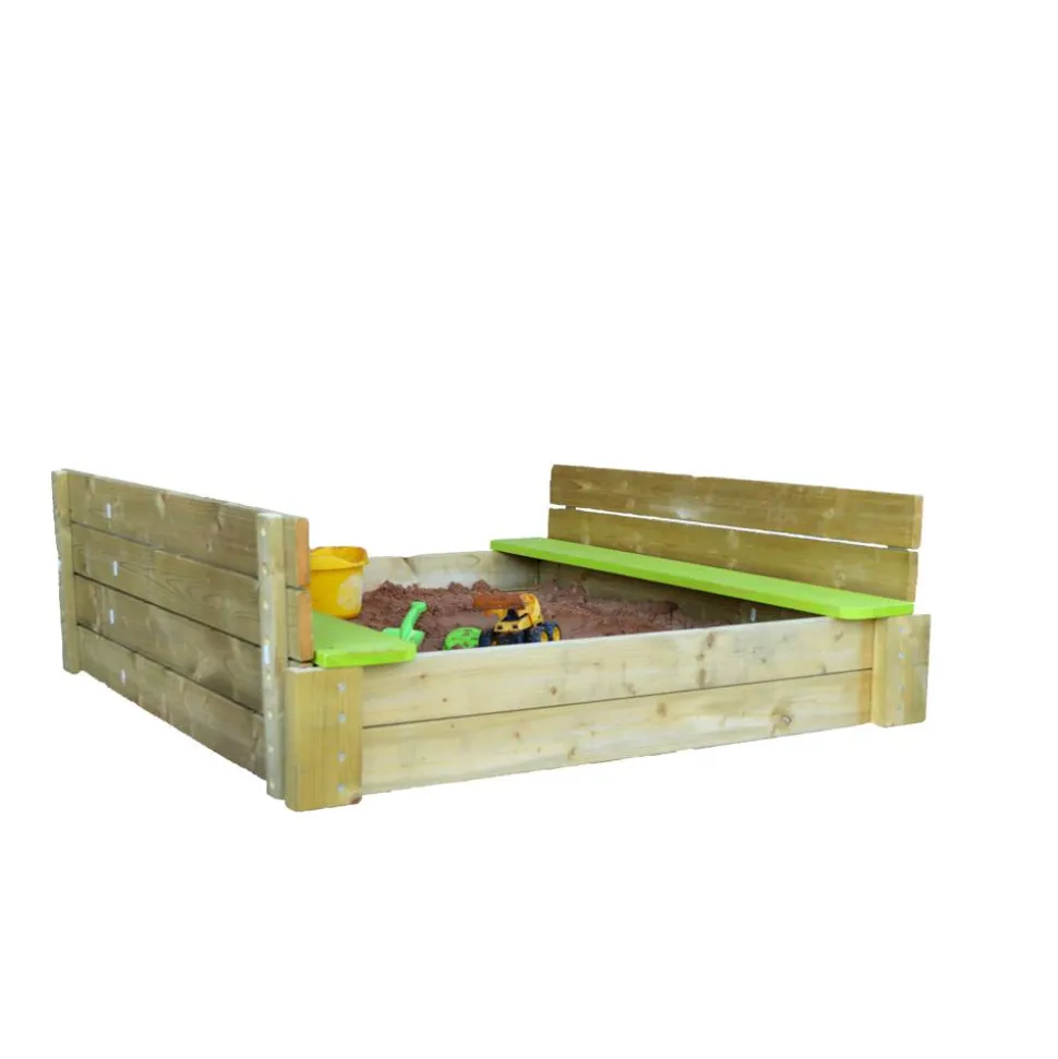 Holz-Sandkasten 'Maus' natur mit Deckel 120 x 120 x 25 cm