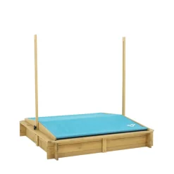 Holz-Sandkasten 'Schaf' natur/blau mit Sonnendach 117 x 117 x 117 cm