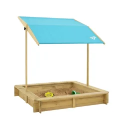 Holz-Sandkasten 'Schaf' natur/blau mit Sonnendach 117 x 117 x 117 cm