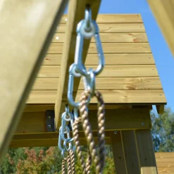 Holz-Spielturm 'Salamander' natur Rutsche, Kletterwand und 2 Schaukeln 290 x 340 x 270 cm