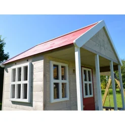 Holz-Stelzenhaus 'Alpaka' natur mit Rutsche, Schaukel und Sandkasten 290 x 350 x 242 cm