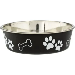 Hundenapf "Bella" Edelstahl Pfotenmotiv schwarz Ø 17 cm 800 ml
