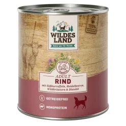Hundenassfutter 'Rind mit Süßkartoffeln, Heidelbeeren, Wildkräutern und Distelöl' Adult 800 g