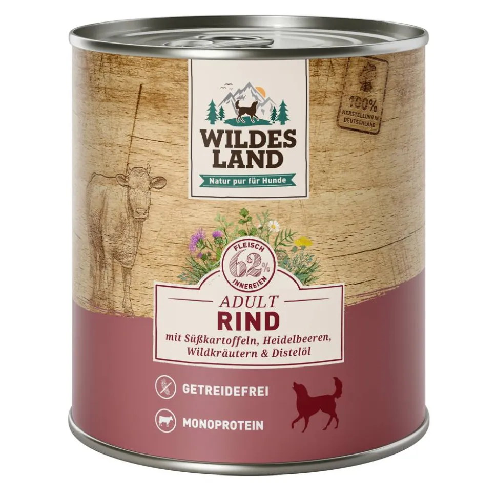 Hundenassfutter 'Rind mit Süßkartoffeln, Heidelbeeren, Wildkräutern und Distelöl' Adult 800 g