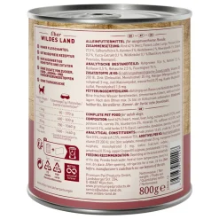 Hundenassfutter 'Rind mit Süßkartoffeln, Heidelbeeren, Wildkräutern und Distelöl' Adult 800 g