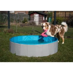 Hundepool grau/petrolblau PVC Ø 120 x 30 cm