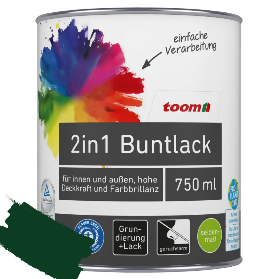 2in1 Buntlack 'Morgentau' moosgrün seidenmatt 750 ml