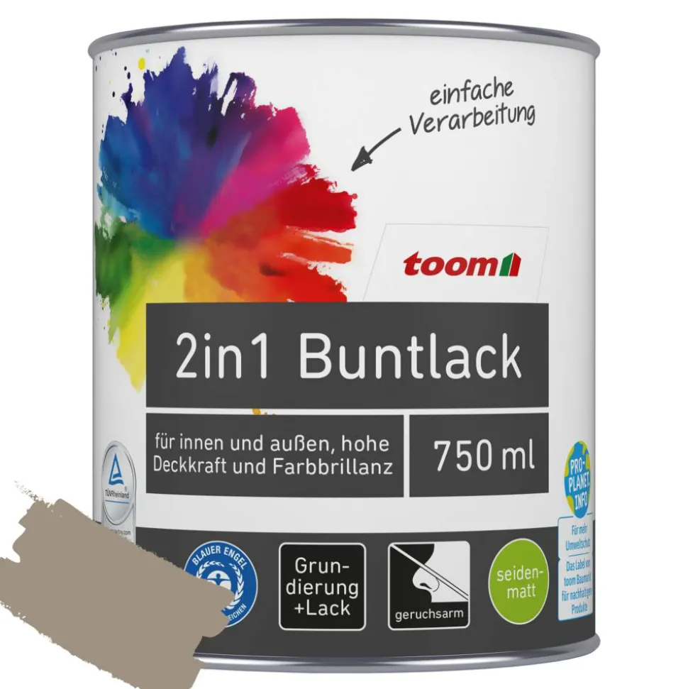 2in1 Buntlack 'Treibholz' hellbraun seidenmatt 750 ml