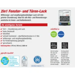 2in1 Fenster- und Türenlack weiß glänzend 2,5 l