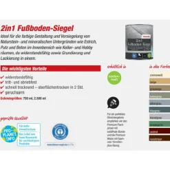 2in1 Fußbodenlack silbergrau 2,5 l