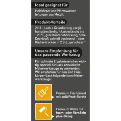 2in1 Heizkörperlack weiß seidenmatt 375 ml