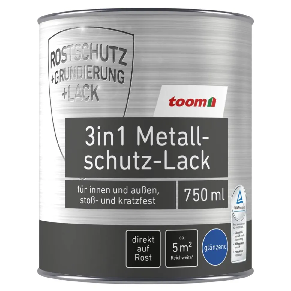 3in1 Metallschutzlack hellgrau glänzend 750 ml