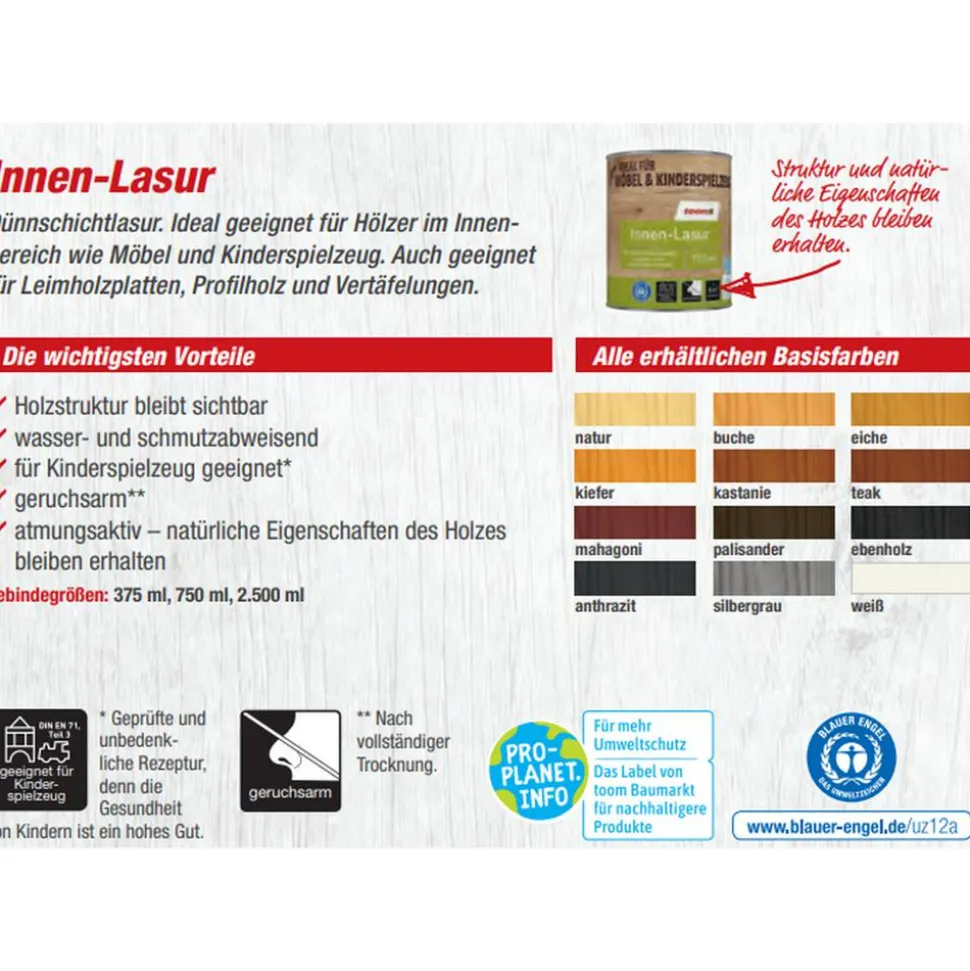 Innenlasur eichefarben 375 ml