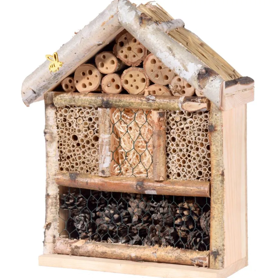 Insektenhotel 'Rustikal' mit Schilfdach medium 30 x 12 x 37 cm