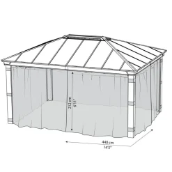Insektenschutznetz dunkelgrau für Pavillon Dallas 3,6 x 5 m