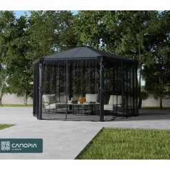 Insektenschutznetz dunkelgrau für Sechseckpavillon