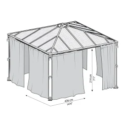 Insektenschutznetz dunkelgrau für Pavillon Palermo 4,3 X 4,3 m