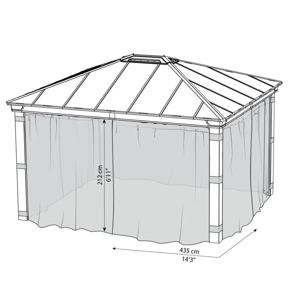Insektenschutznetz dunkelgrau für Pavillon Dallas 4,2 x 4,2 m