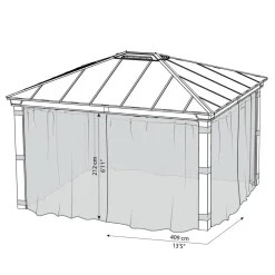 Insektenschutznetz dunkelgrau für Pavillon Dallas 3,6 x 4,3 m