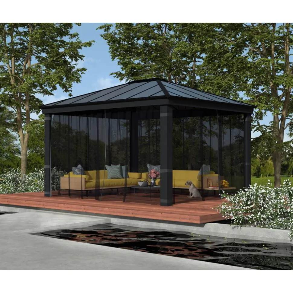 Insektenschutznetz dunkelgrau für Pavillon Dallas 3,6 x 4,3 m
