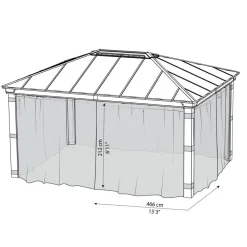 Insektenschutznetz dunkelgrau für Pavillon Dallas 4,9 x 4,2 m