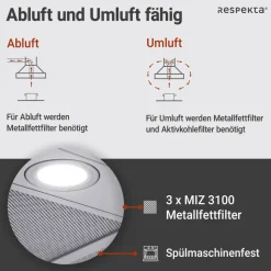 Inselhaube 'CH44099GISAM' Glas/Edelstahl 90 cm
