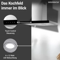 Inselhaube 'CH44099GISAM' Glas/Edelstahl 90 cm