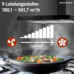 Inselhaube 'CH44199GISS-20' Metall/Glas schwarz 60 cm