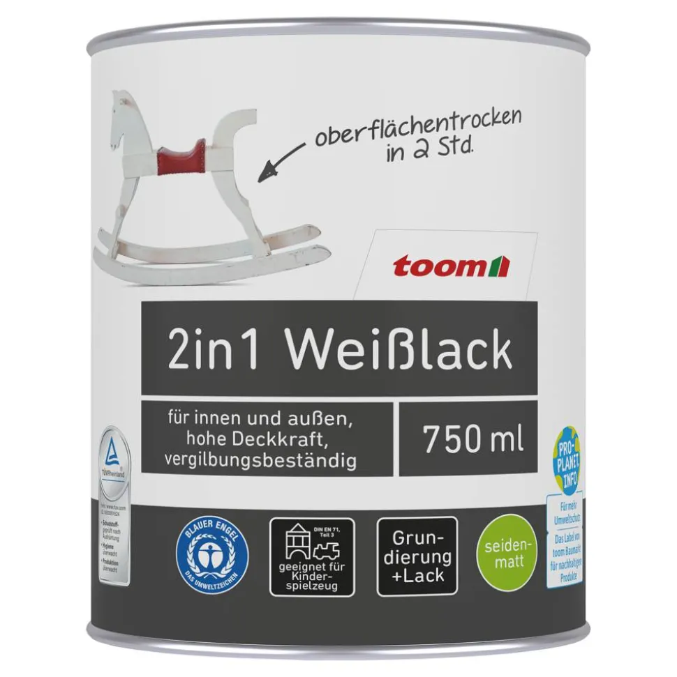 2in1 Weißlack seidenmatt 750 ml