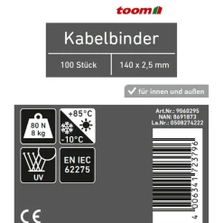 Kabelbinder schwarz 2,5 x 140 mm 100 Stück