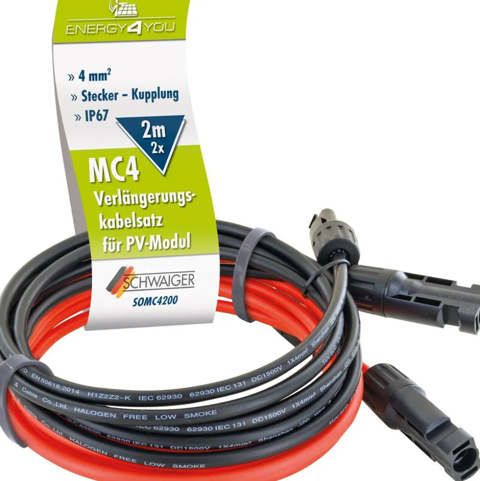 Kabel-Set für Solarpanel 'MC4' 4 mm² Länge 2 m