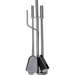 Kaminbesteck 4-teilig Stahl mit Edelstahlgriffen schwarz