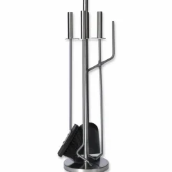 Kaminbesteck 4-teilig Stahl mit Edelstahlgriffen schwarz