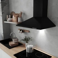 Kaminhaube 'Karena' schwarz matt Metall pulverbeschichtet 60 cm