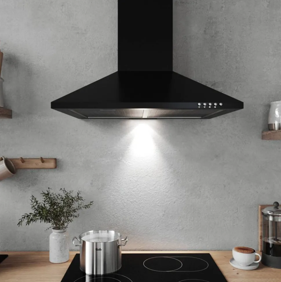 Kaminhaube 'Karena' schwarz matt Metall pulverbeschichtet 60 cm