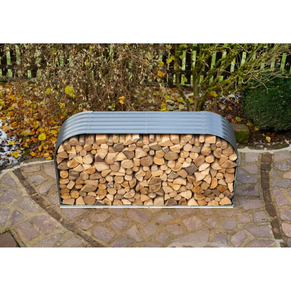 Kaminholzregal anthrazit Stahl 46 x 212 x 111 cm