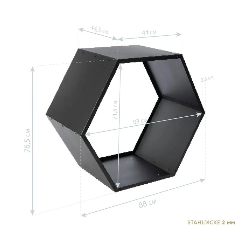Kaminholzregal 'Biene' schwarz 88 x 76,5 x 44,5 cm