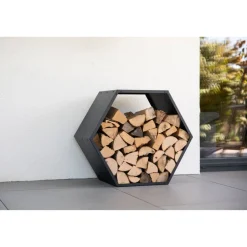 Kaminholzregal 'Biene' schwarz 88 x 76,5 x 44,5 cm