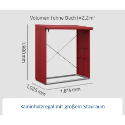 Kaminholzregal 'Elegant Typ 2' purpurrot 102,5 x 181,4 x 198 cm