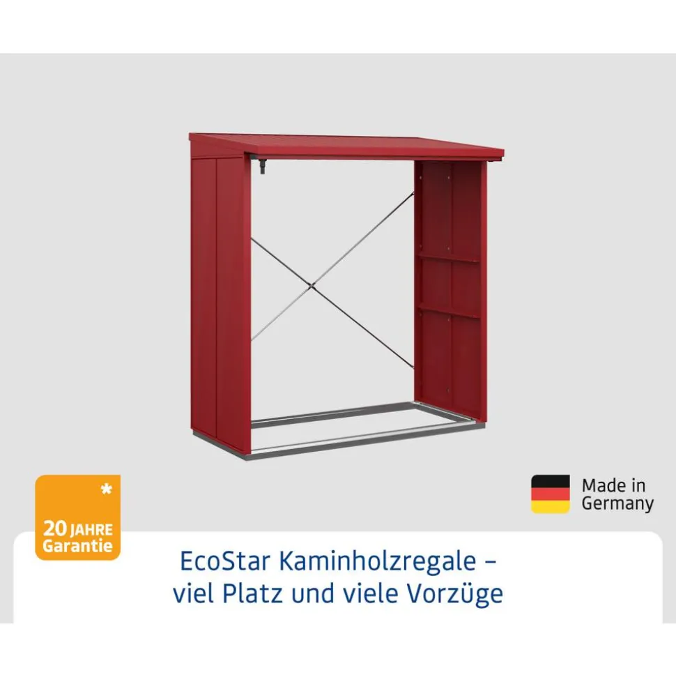 Kaminholzregal 'Elegant Typ 2' purpurrot 102,5 x 181,4 x 198 cm