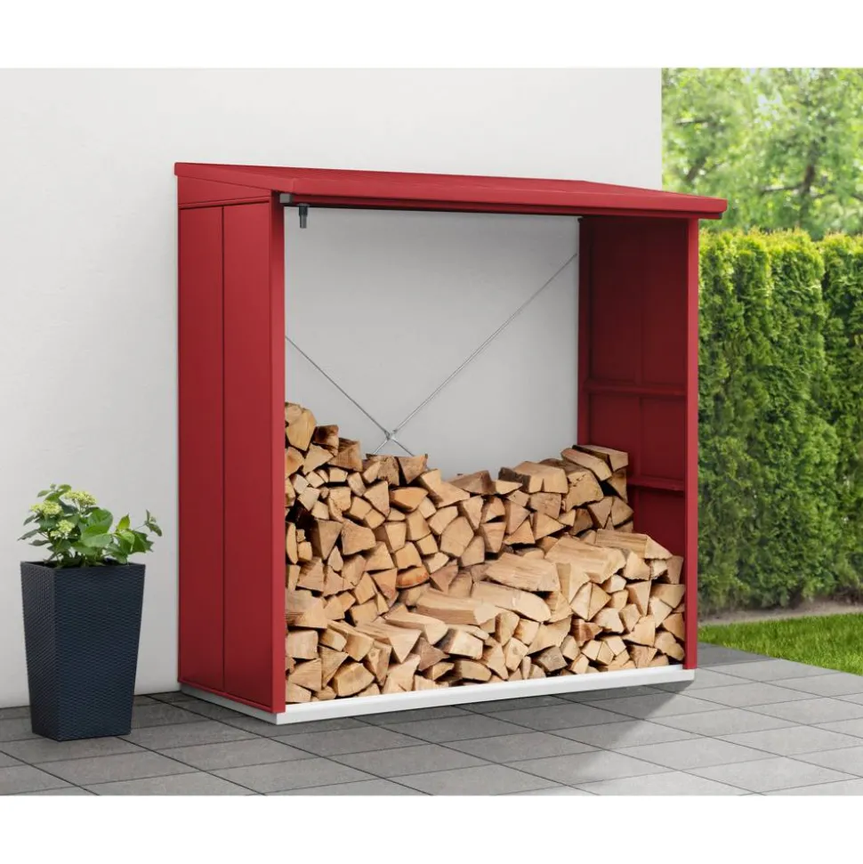 Kaminholzregal 'Elegant Typ 2' purpurrot 102,5 x 181,4 x 198 cm