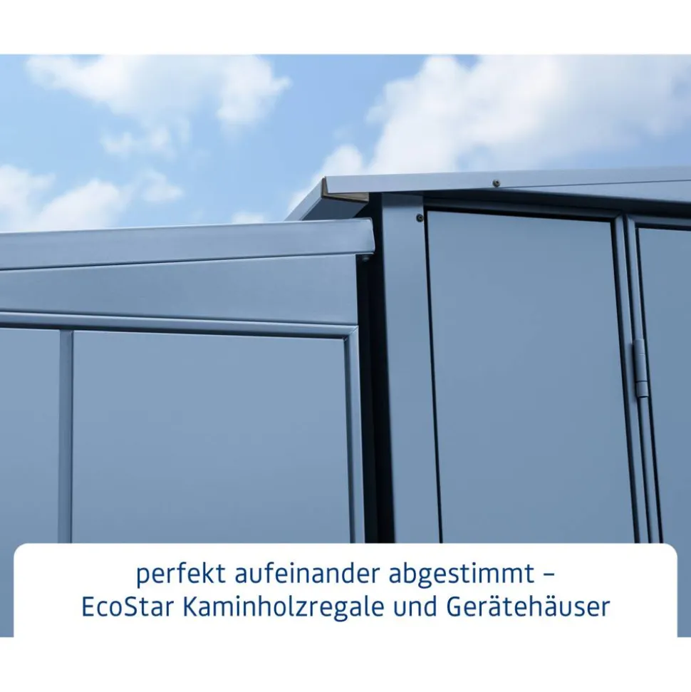 Kaminholzregal 'Elegant Typ 2' taubenblau 102,5 x 181,4 x 198 cm